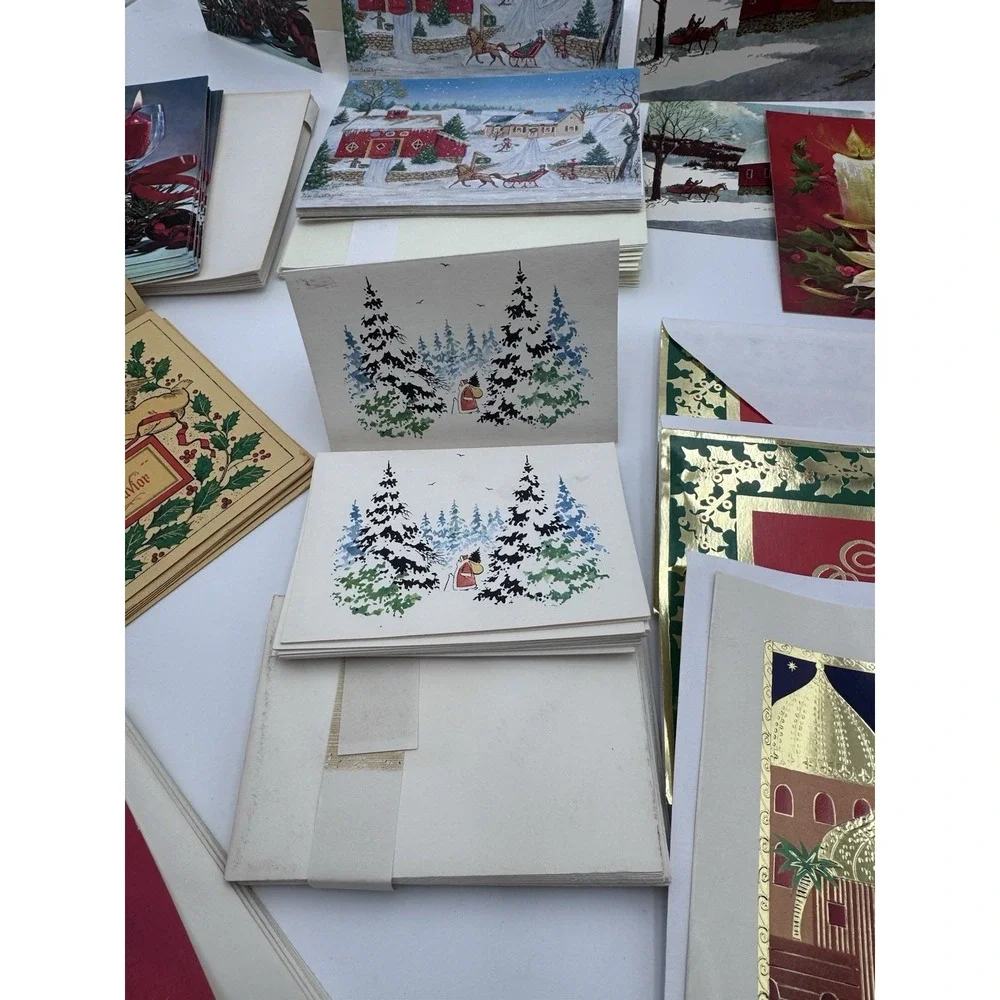 CUSTOM LOT ASSORTED 30s-70s (unused) VINTAGE CHRISTMAS GREETING CARDS W/ENVELOPE